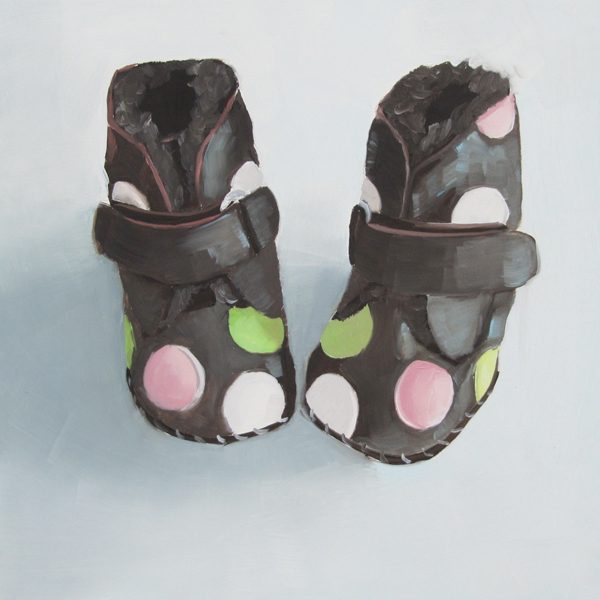 oil painting of baby shoes, art for infant room, art for baby room, art for baby nursery