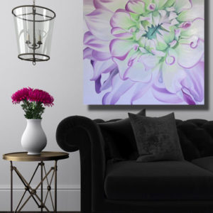 oil painting of a large pink Dahlia