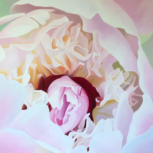 LARGE FLORAL PAINTING OF A PEONY, HEALING ENERGY ART,