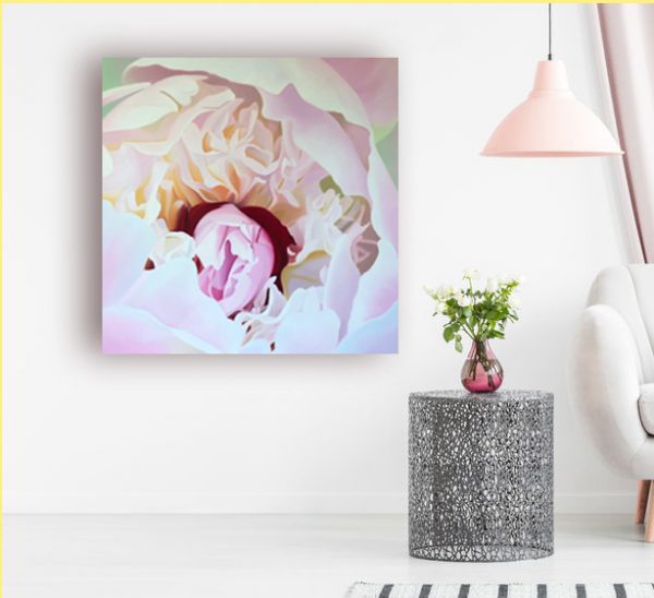 original art of a peony, large floral artwork, oil painting of a peony flower