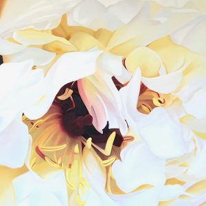 close up of yellow peony oil painting